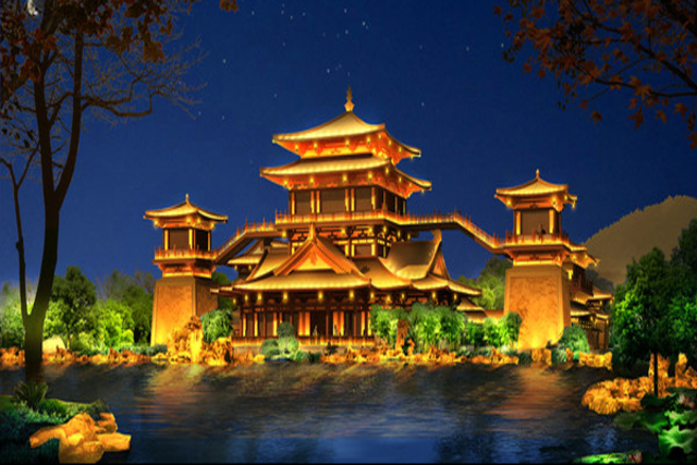 Moon Spring In Gansu Brightened At Night